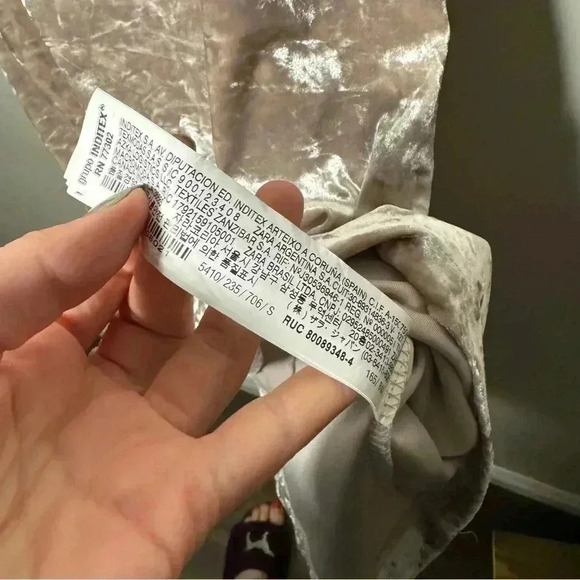 Zara champagne beige crushed velvet slip dress S - Picture 6 of 8